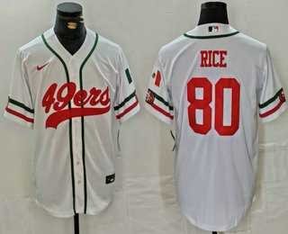 Men%27s San Francisco 49ers #80 Jerry Rice White Mexico Cool Base Stitched Baseball Jersey